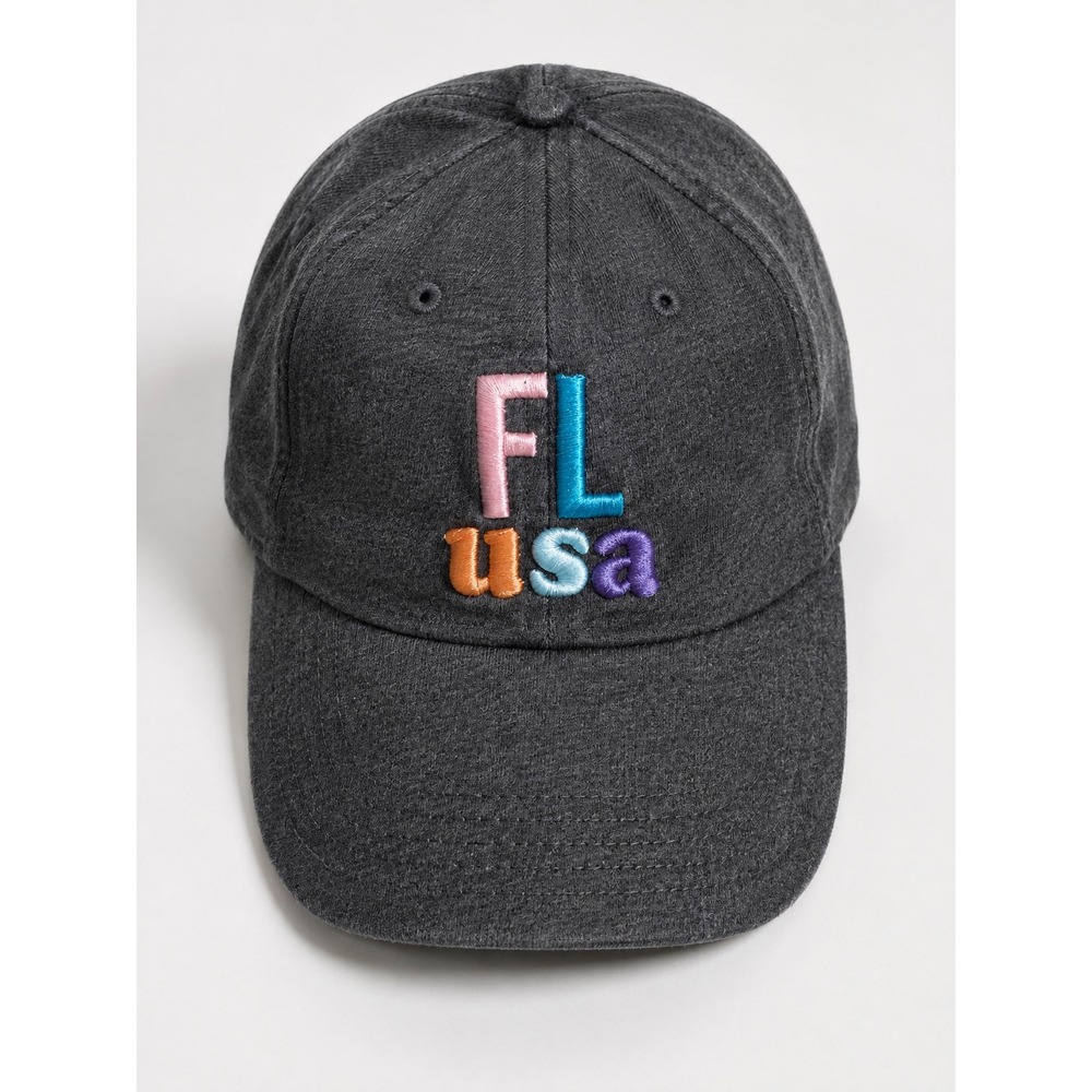 Florida USA Baseball Cap Hat Charcoal Gray Embroidered Colorful Souvenir Unisex
